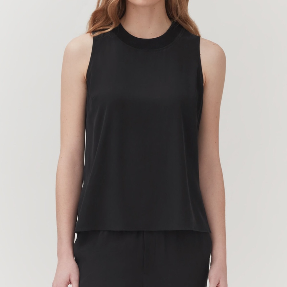 Cuyana washable silk muscle tank black XS